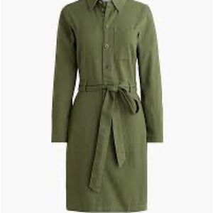 J. Crew Olive Green Belted Utility Shirt Dress